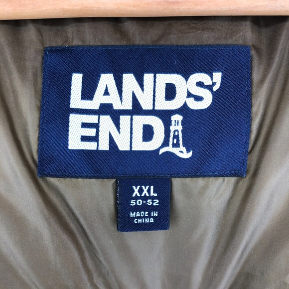 Lands End Goose Down Feather Puffer Blue Vest Snap Front Mens XXL Gilet Heritage - Picture 7 of 11